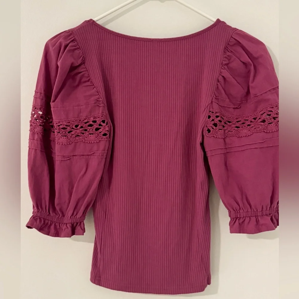 Free People Prairie Boho Puff Sleeves Top size XS - Picture 4 of 4